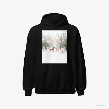 Dachshund and a Fawn in the Winter Forest Black Hoodie