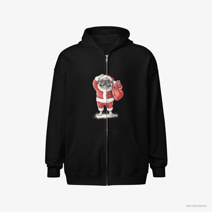 Pug in a Santa Suit Black Hoodie