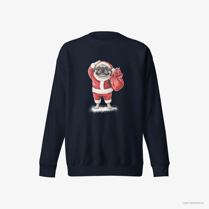 Pug in a Santa Suit Navy Sweatshirt