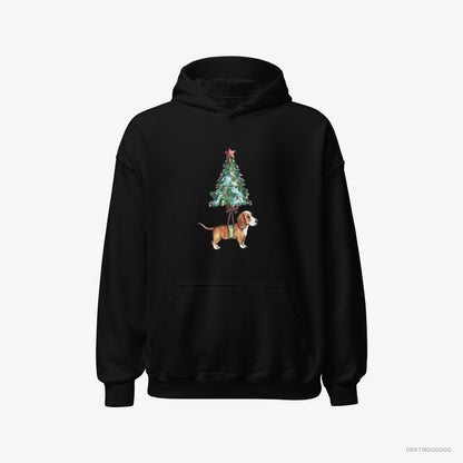 Basset Hound as a Cute Christmas Tree Decoration Black Hoodie