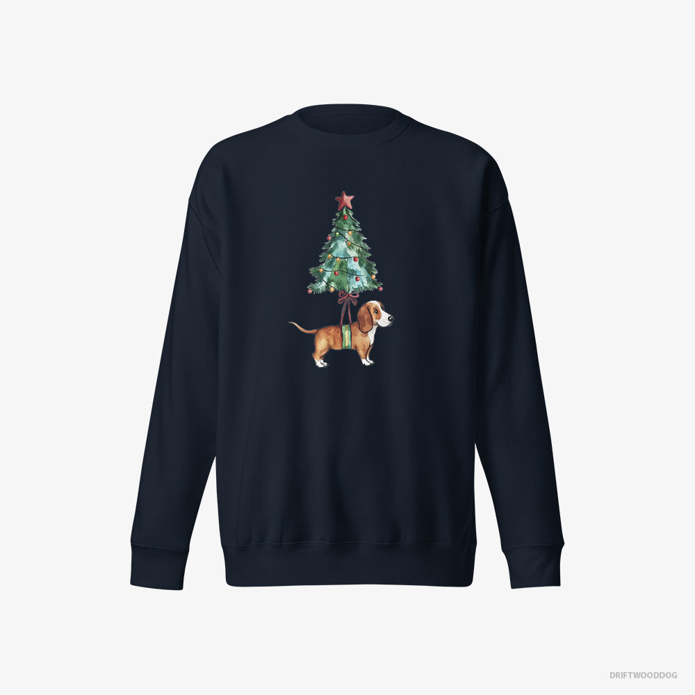 Basset Hound as a Cute Christmas Tree Decoration – Women's Sweatshirt Navy Eco – Eco-Friendly