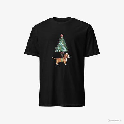 Basset Hound as a Cute Christmas Tree Decoration Black T-Shirt