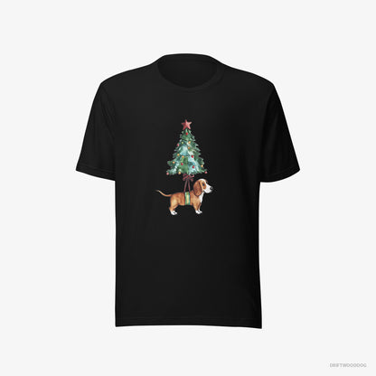 Basset Hound as a Cute Christmas Tree Decoration Black T-Shirt