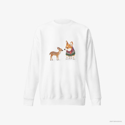 Corgi with a Reindeer Calf White Sweatshirt