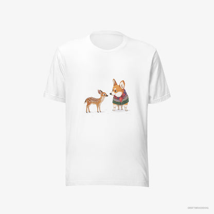 Corgi with a Reindeer Calf White T-Shirt