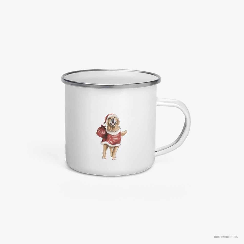 Golden Retriever Playing Santa Enamel Mug