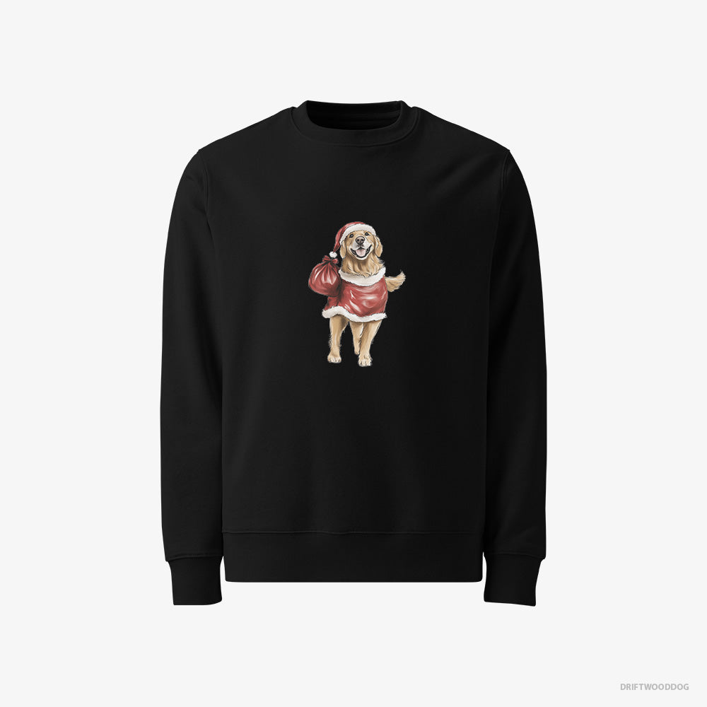 Golden Retriever Sweatshirt – Men Black Sweatshirt Classic – Playing Santa (on White Background)