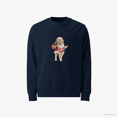 Golden Retriever Sweatshirt – Men Navy Sweatshirt Classic – Playing Santa (on White Background)