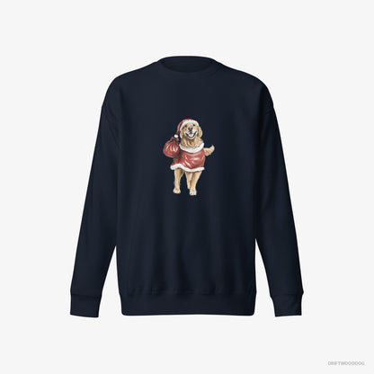 Golden Retriever Playing Santa Navy Sweatshirt