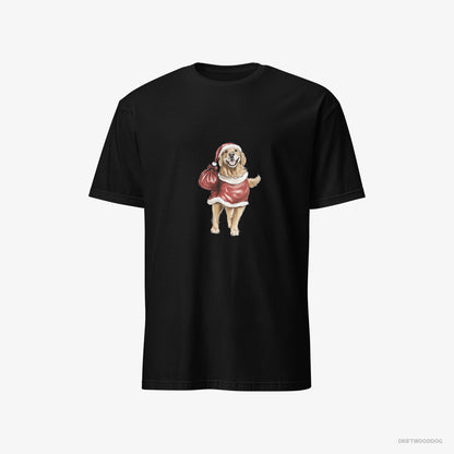 Golden Retriever Playing Santa Black T-Shirt