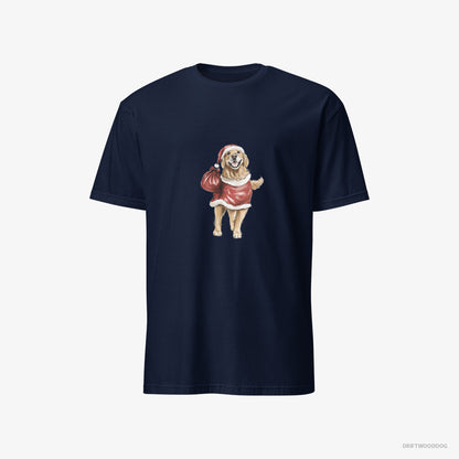 Golden Retriever Playing Santa Navy T-Shirt