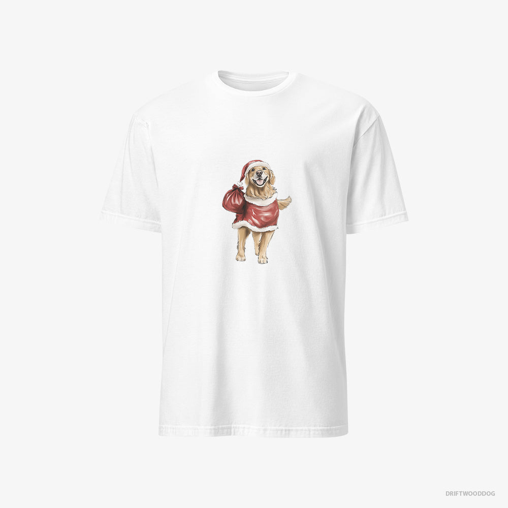 Golden Retriever T-Shirt – Men White T-Shirt Classic – Playing Santa (on White Background)