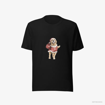 Golden Retriever Playing Santa Black T-Shirt