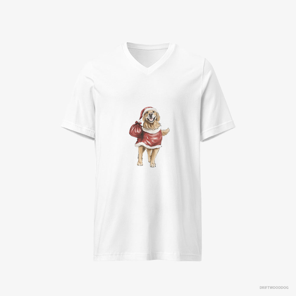 Golden Retriever Playing Santa V-Neck T-Shirt