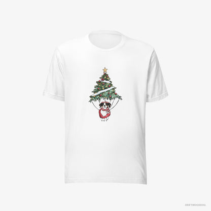 Border Collie Perched on the Christmas Tree White T-Shirt