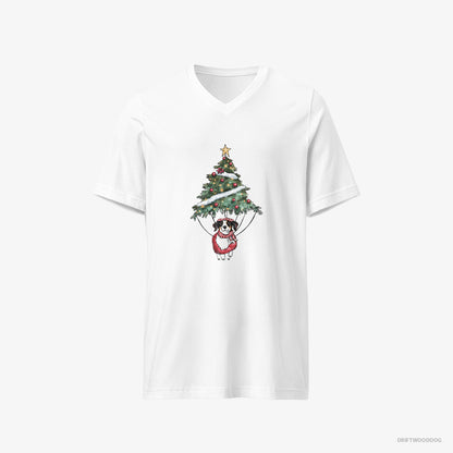 Border Collie Perched on the Christmas Tree White T-Shirt