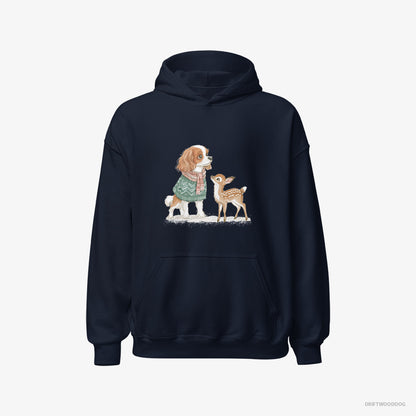 Cavalier King Charles Spaniel with a Fawn by Side Navy Hoodie