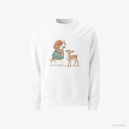 Cavalier King Charles Spaniel with a Fawn by Side White Sweatshirt