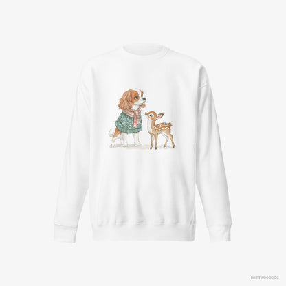 Cavalier King Charles Spaniel with a Fawn by Side White Sweatshirt