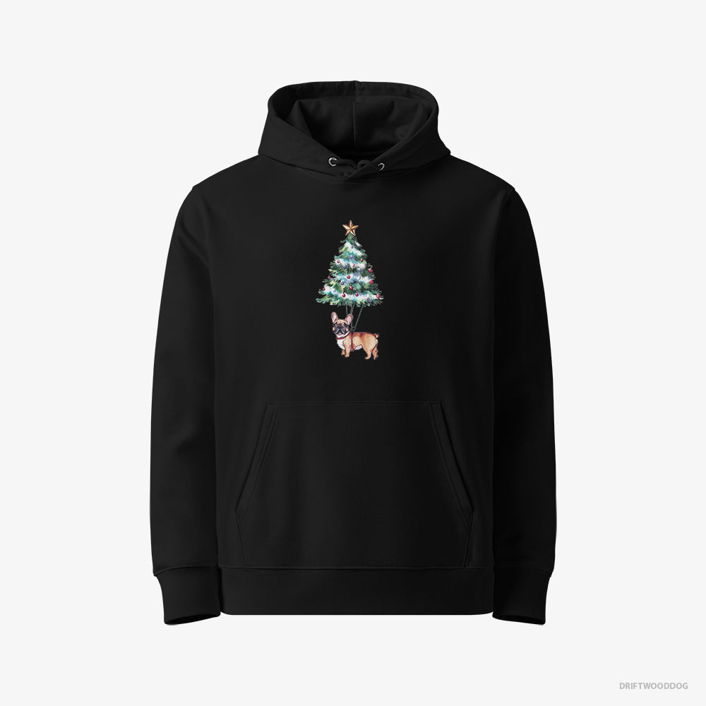 French Bulldog Hanging from the Christmas Tree – Men's Hoodie Black Eco – Eco-Friendly