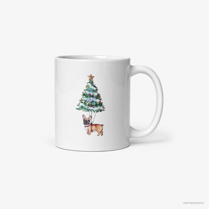 French Bulldog Hanging from the Christmas Tree White Mug