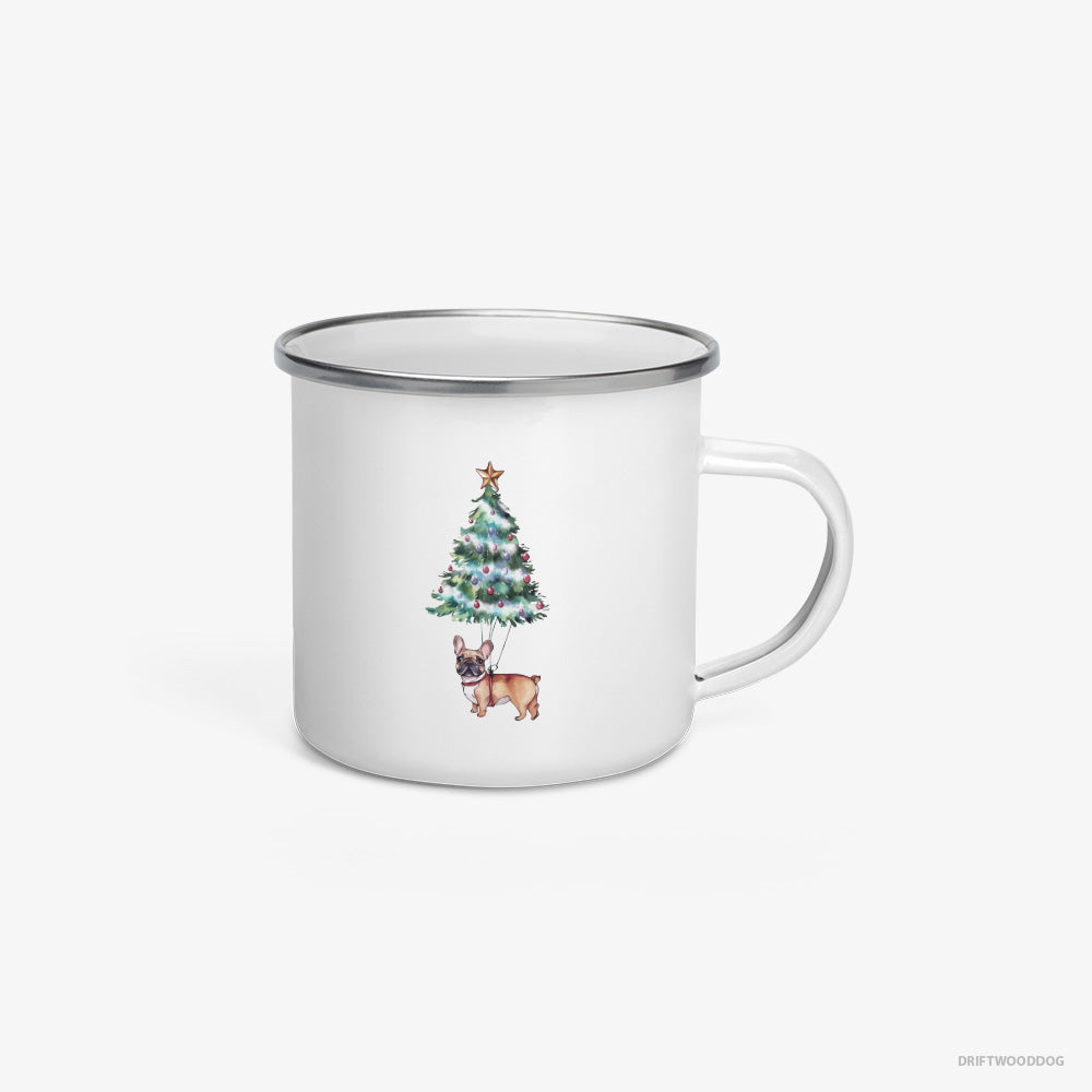 French Bulldog Hanging from the Christmas Tree Enamel Mug