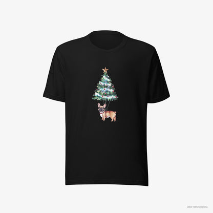 French Bulldog Hanging from the Christmas Tree Black T-Shirt