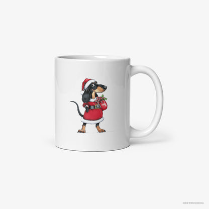 Dachshund Wearing Santa's Outfit White Mug