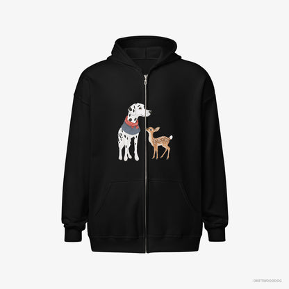 Dalmatian and a Baby Reindeer Together Black Hoodie