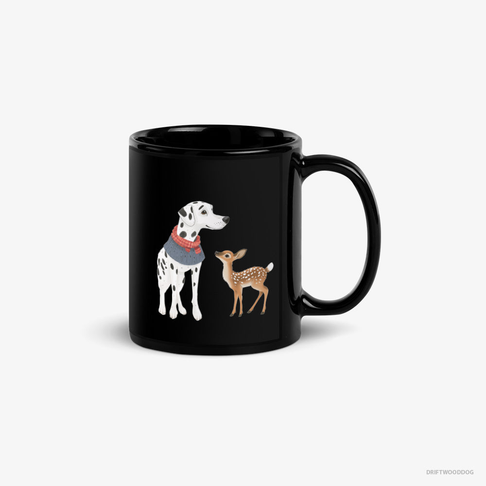 Dalmatian and a Baby Reindeer Together – Mug Black – Classic