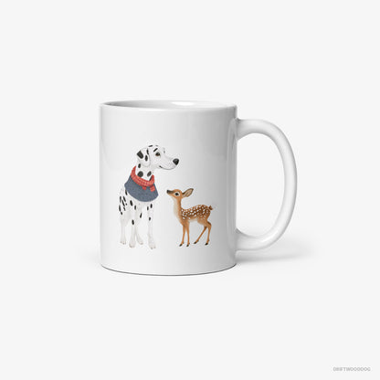 Dalmatian and a Baby Reindeer Together White Mug