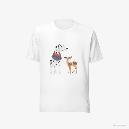 Dalmatian and a Baby Reindeer Together White T-Shirt