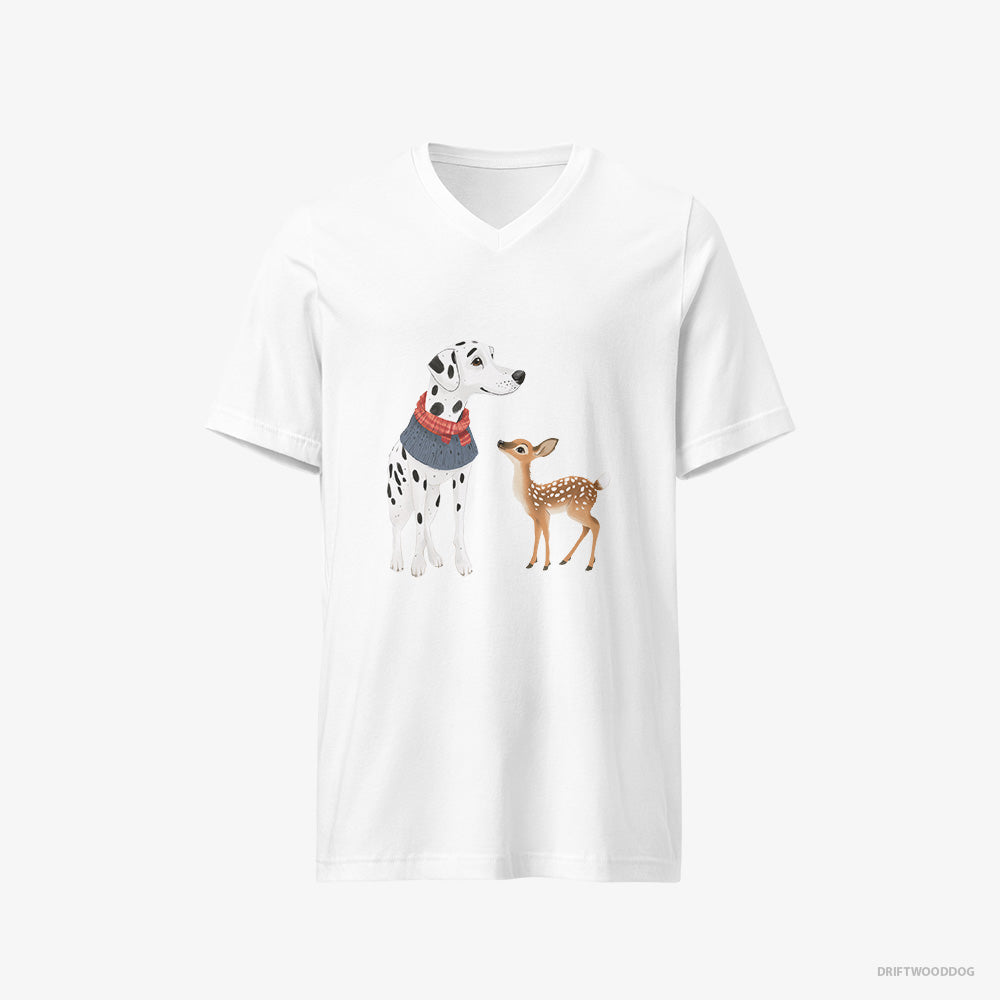 Dalmatian and a Baby Reindeer Together V-Neck T-Shirt