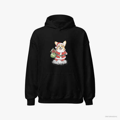 Corgi Carrying a Bag of Christmas Cookies Black Hoodie