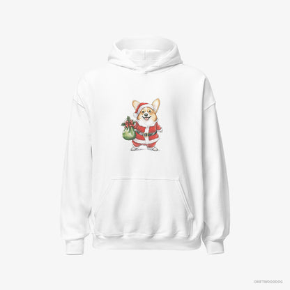 Corgi Carrying a Bag of Christmas Cookies White Hoodie