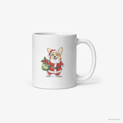 Corgi Carrying a Bag of Christmas Cookies White Mug