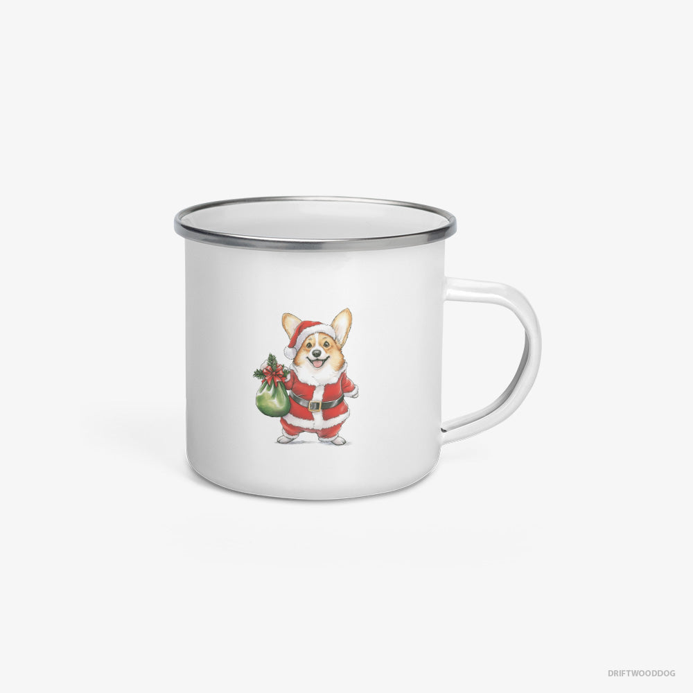 Corgi Carrying a Bag of Christmas Cookies Enamel Mug