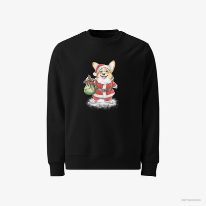 Corgi Carrying a Bag of Christmas Cookies Black Sweatshirt