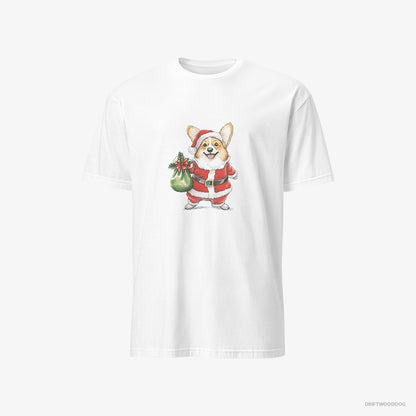 Corgi Carrying a Bag of Christmas Cookies White T-Shirt