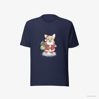 Corgi Carrying a Bag of Christmas Cookies Navy T-Shirt