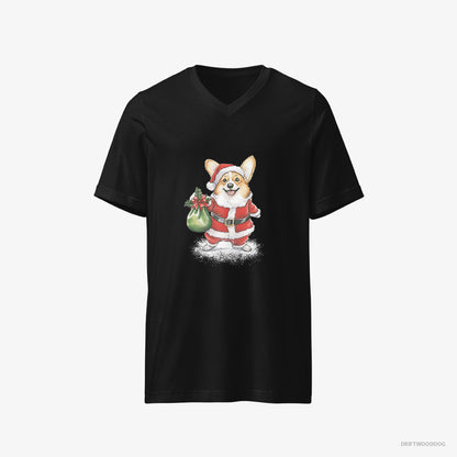 Corgi Carrying a Bag of Christmas Cookies Black T-Shirt