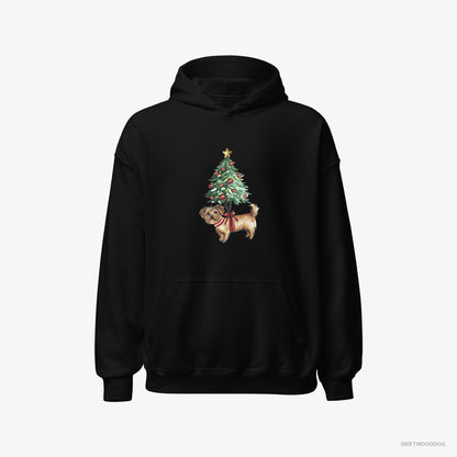 Yorkshire Terrier Attached to the Christmas Tree Black Hoodie