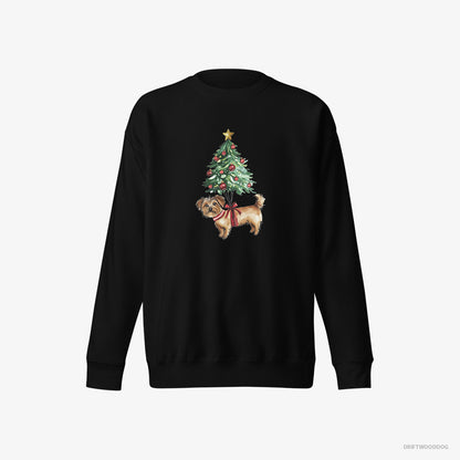 Yorkshire Terrier Attached to the Christmas Tree Black Sweatshirt