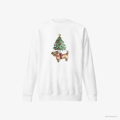 Yorkshire Terrier Attached to the Christmas Tree White Sweatshirt