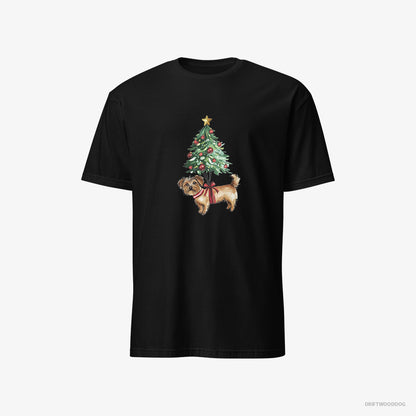 Yorkshire Terrier Attached to the Christmas Tree Black T-Shirt