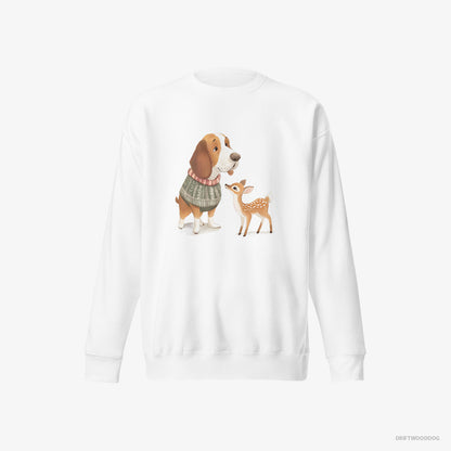 Basset Hound with a Little Reindeer White Sweatshirt