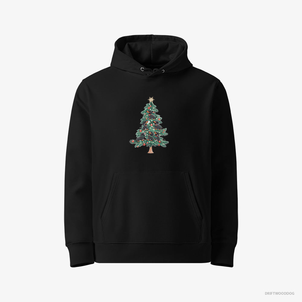 Black Dachshund Puppies Climbing Christmas Tree – Men's Hoodie Black Eco – Eco-Friendly