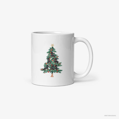 Dachshund Puppies Climbing Christmas Tree White Mug