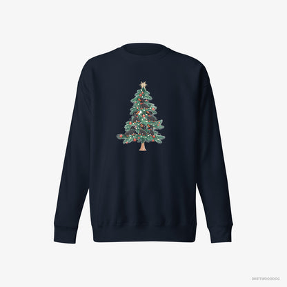 Dachshund Puppies Climbing Christmas Tree Navy Sweatshirt