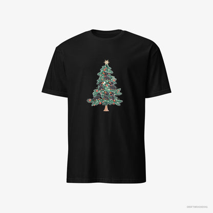 Dachshund Puppies Climbing Christmas Tree Black T-Shirt